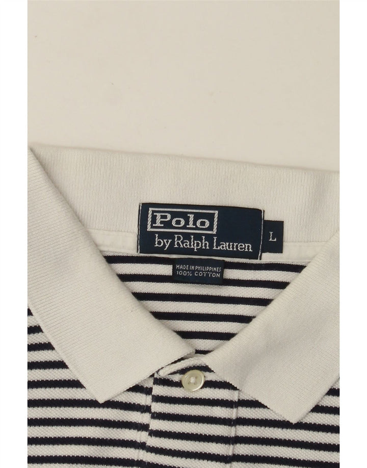 POLO RALPH LAUREN Polo para hombre de algodón a rayas blancas grandes