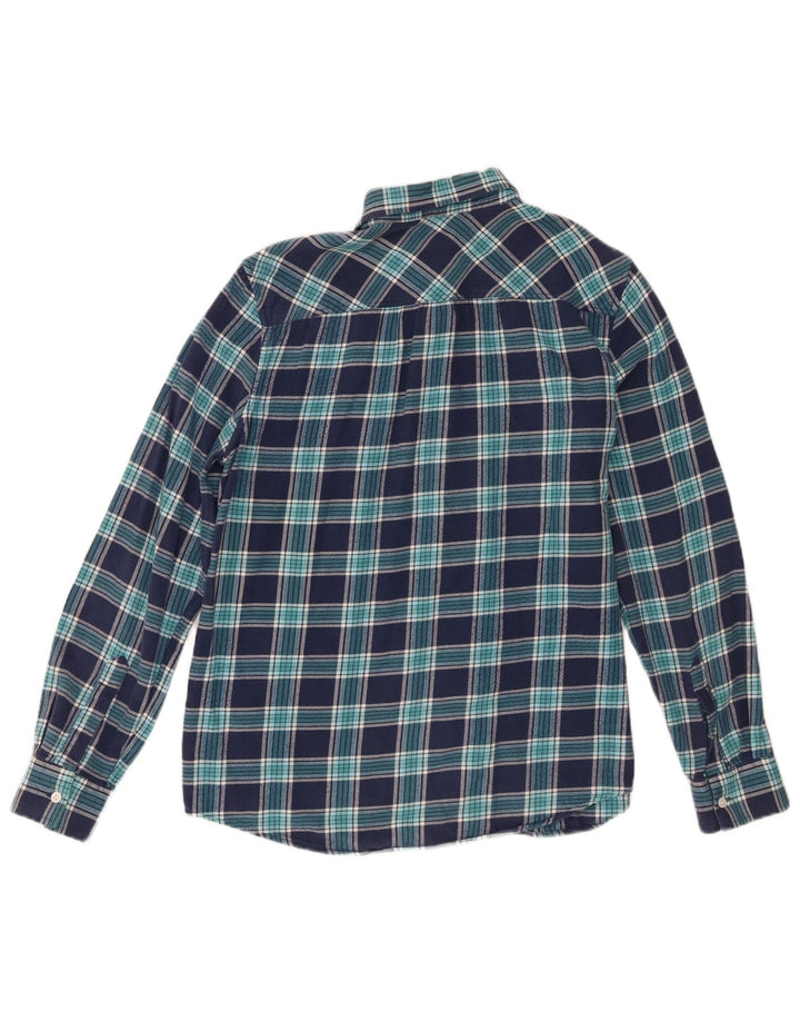 Camisa de franela para mujer Lands End UK 44 Algodón a cuadros azul marino mediano