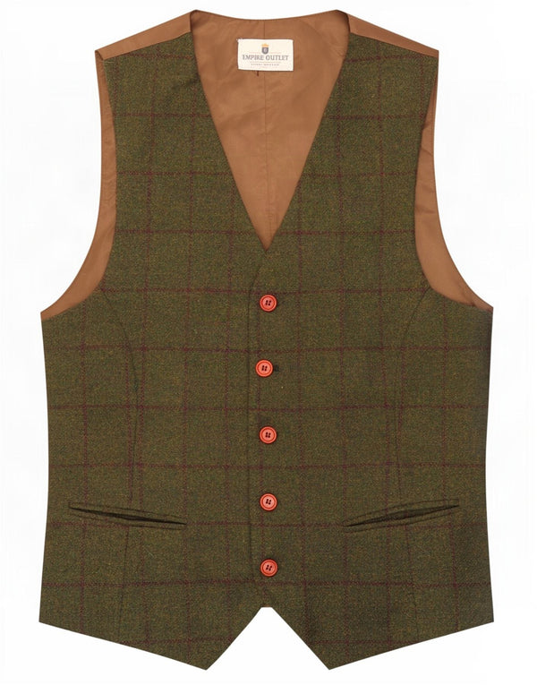 Chaleco vintage para hombre pequeño cheque verde