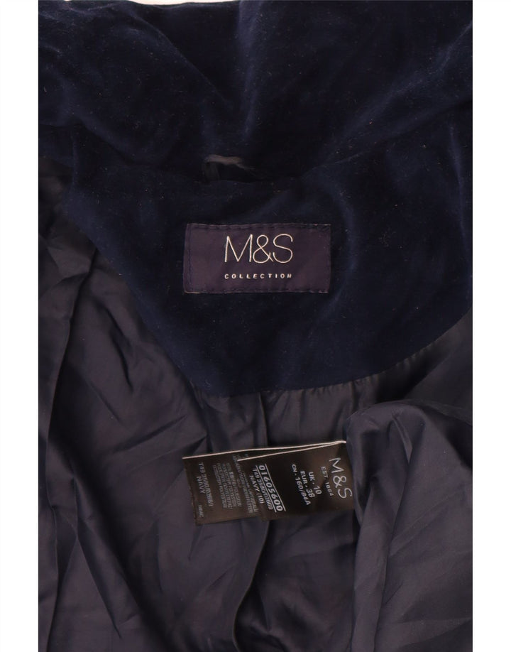 Marks & Spencer Chaqueta Acolchada De Terciopelo De Gran Tamaño para Mujer UK 10 Small Azul Marino