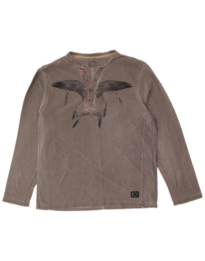 Calvin Klein Top Gráfico De Manga Larga Para Hombre Pájaro De Algodón Gris Grande