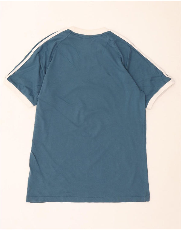 Adidas Hombre Camiseta Top Azul Medio Colorblock Algodón