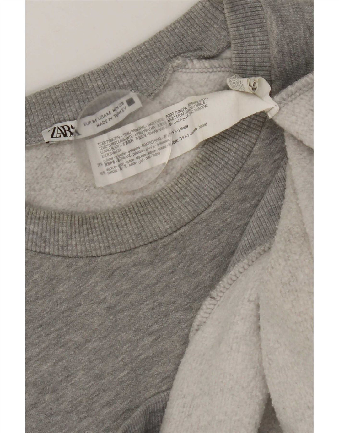 Zara Mujer Sudadera Gráfica Jumper UK 44 Poliéster Gris Medio