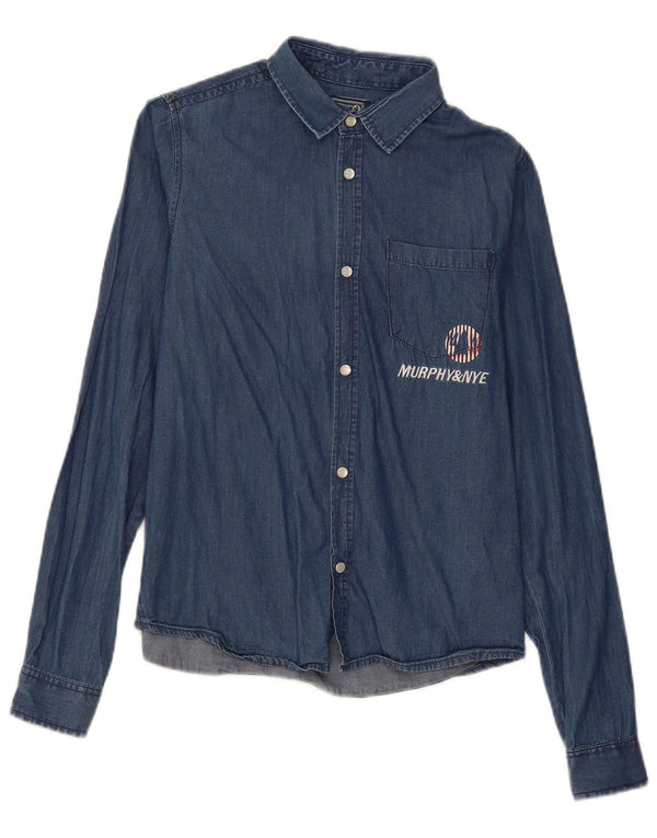 Murphy & Nye Camisa vaquera estampada para niños 15-16 años Azul marino Algodón