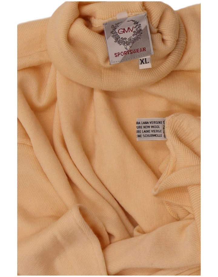 Vintage hombres rollo cuello jersey suéter XL lana beige