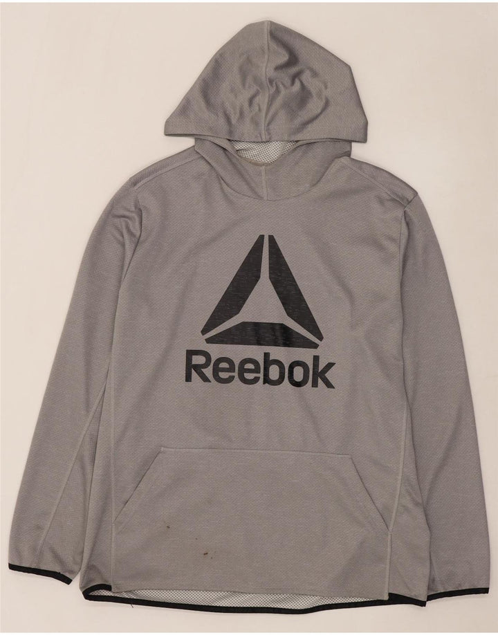 REEBOK Jersey con capucha gráfico para hombre XL Poliéster gris