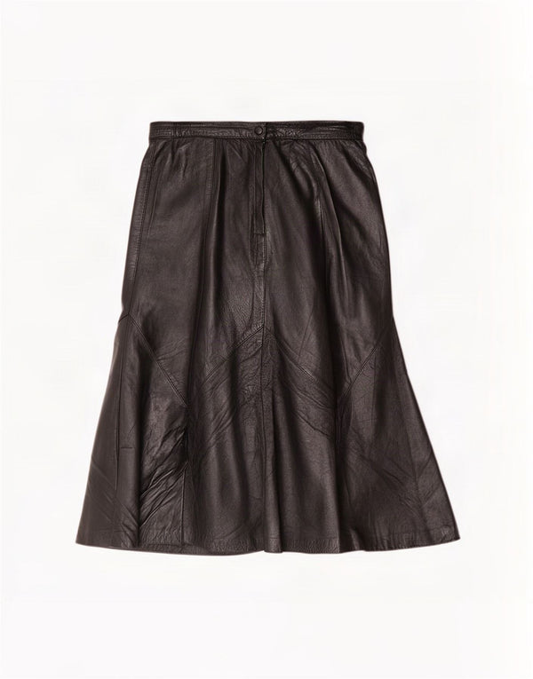 Falda de cuero de cintura alta vintage para mujer IT 48 XL W30 Negro