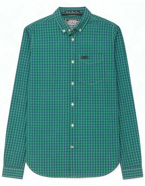 Camisa Superdry para hombre Small Green Gingham Cotton