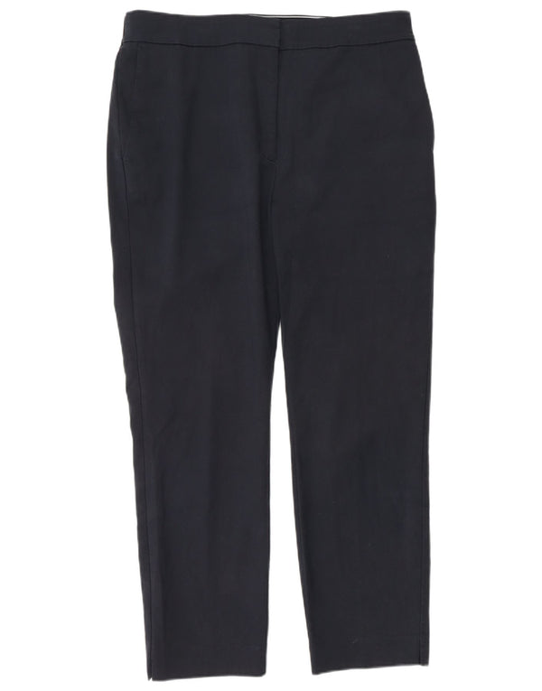 Zara Mujer Pantalón Chino Recto De Talle Alto XL W32 L27 Azul Marino Algodón