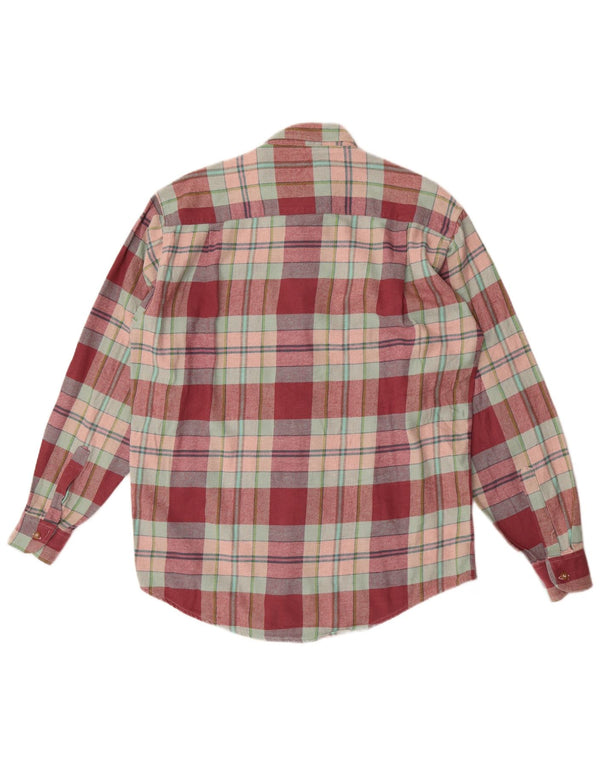Vintage hombres franela camisa tamaño 40 15 3/4 cheque rojo medio