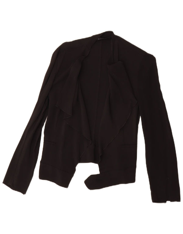 Zara Chaqueta Americana Abierta para Mujer UK 10 Small Black