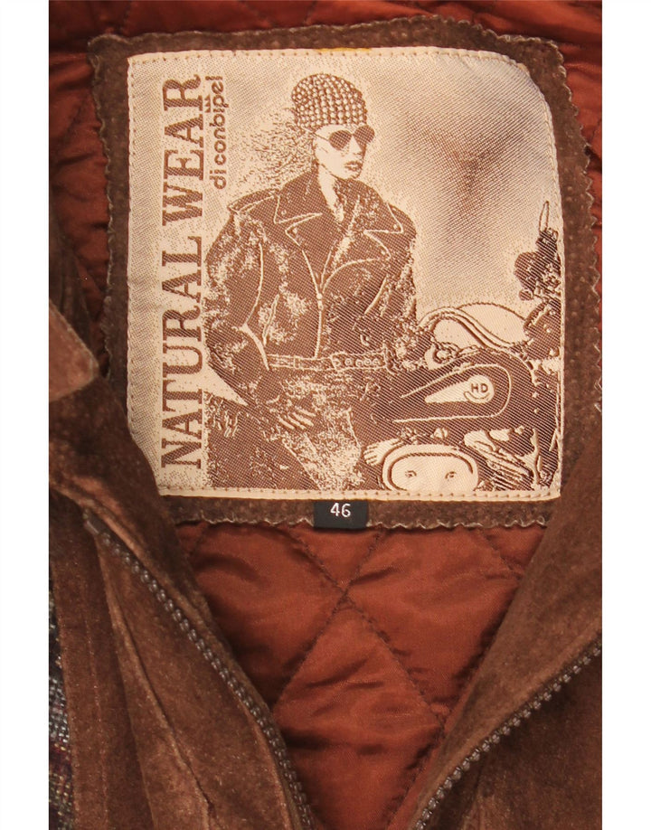 Conbipel Abrigo de ante extragrande para mujer IT 46 Cuero de cachemira marrón grande