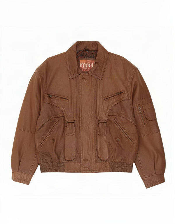 Chaqueta de cuero vintage para hombre IT 52 XL Marrón
