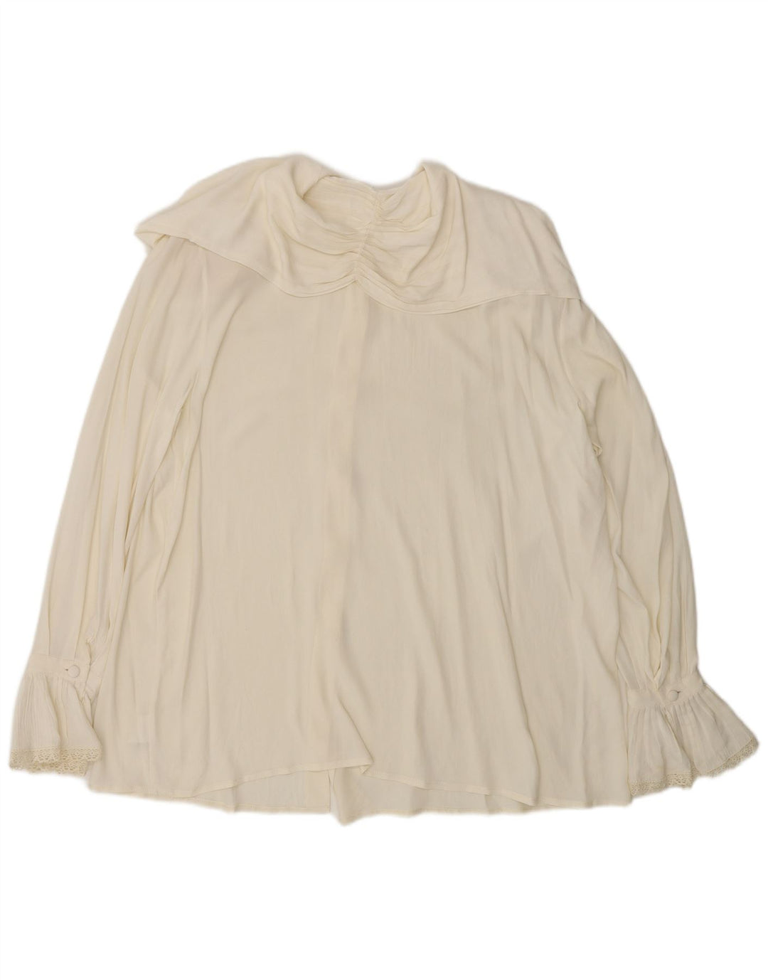 L'altra Moda Blusa Camisera Extragrande IT 44 Mediano Acetato Blanco Roto