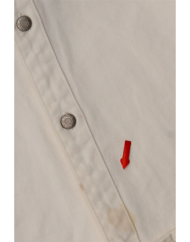 Zara Hombre Camisa Vaquera De Corte Relajado Grande Algodón Blanco
