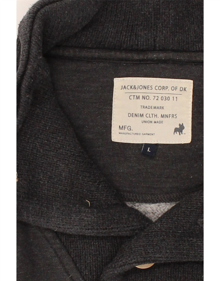 JACK & JONES Mens Button Neck Sweatshirt Jumper Large Grey Polyester Vintage Jack & Jones and Second-Hand Jack & Jones from Messina Hembry 