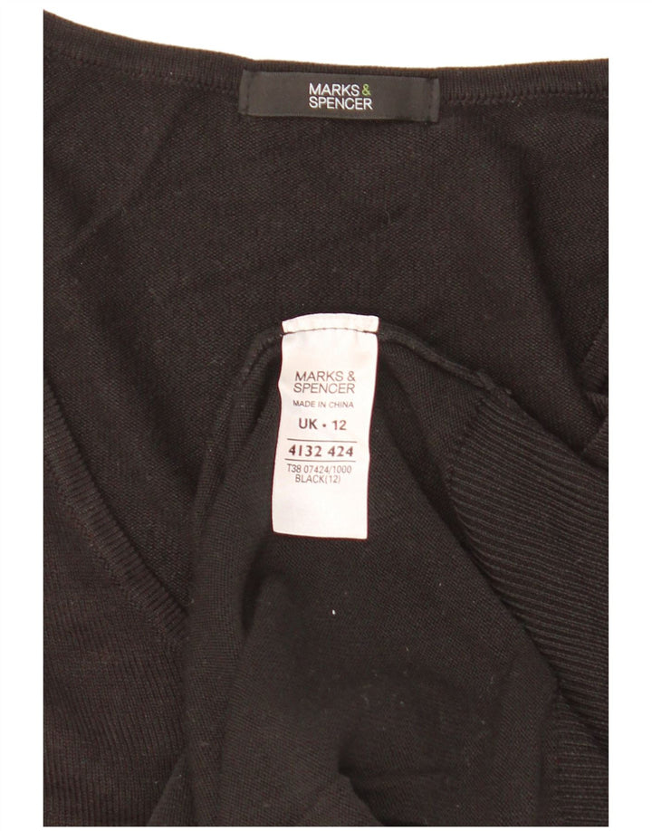 Marks & Spencer Suéter con Cuello en V para Mujer UK 40 Medio Negro Acrílico