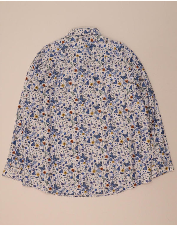 Camisa C&A Hombre Regular Fit Talla 47/48 3XL Algodón Floral Azul