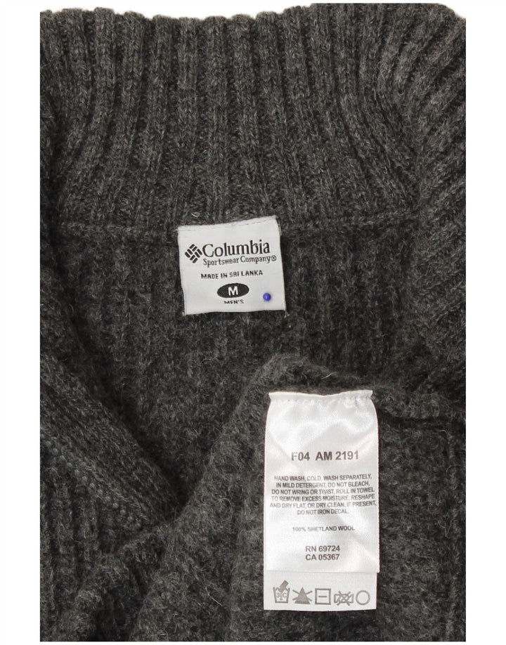 Columbia Hombre Zip Neck Jumper Sweater Lana Gris Medio