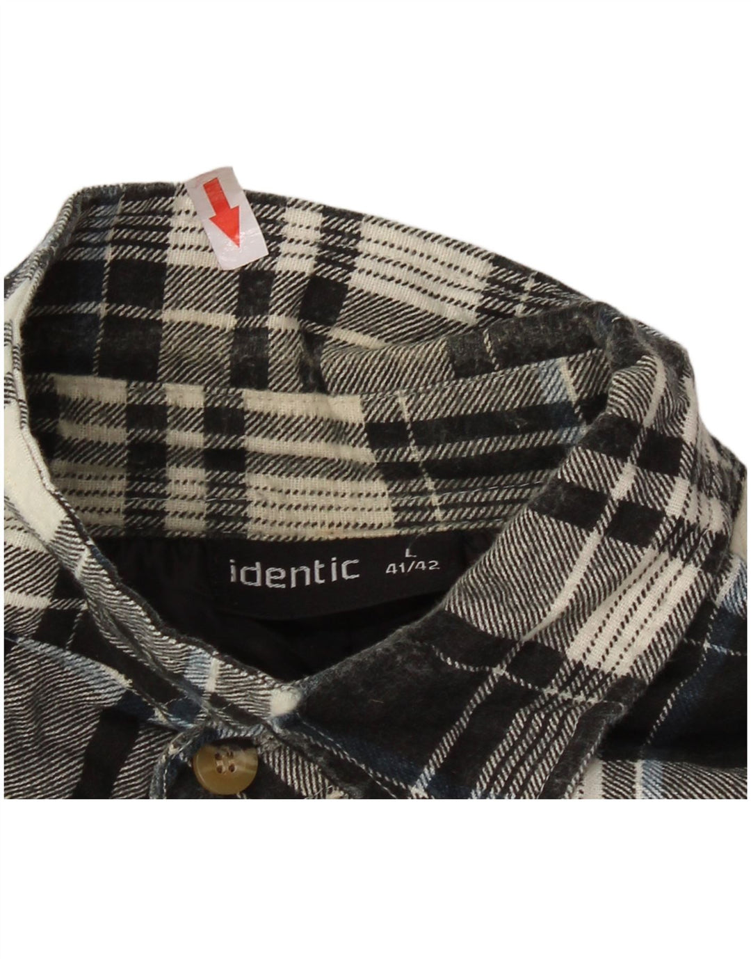 Camisa Identic de franela de leñador para hombre, talla 41/42, talla grande, algodón a cuadros negro