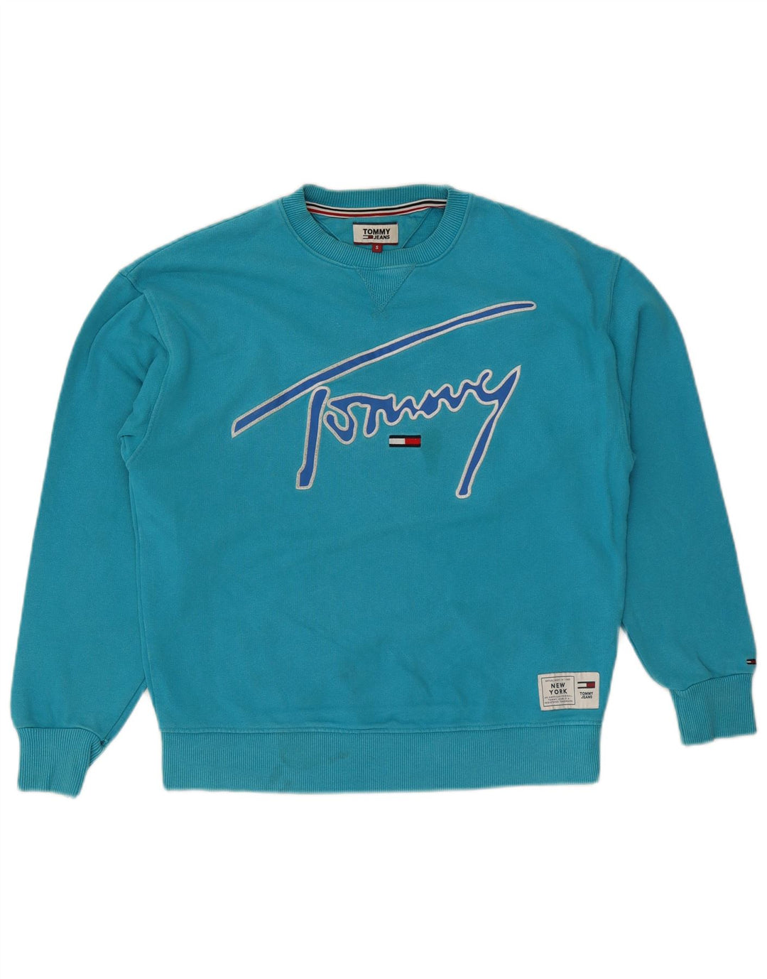 Tommy Hilfiger Hombre Sudadera Gráfica Jumper Small Algodón Azul