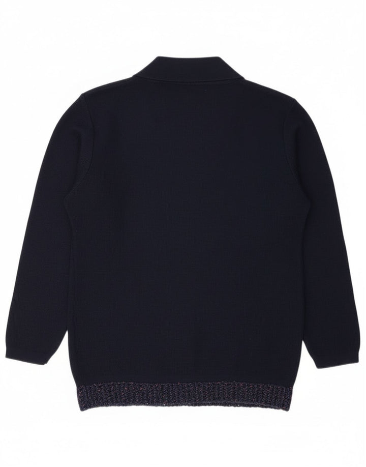 Vintage mujer Cardigan suéter IT 48 XL azul marino acrílico