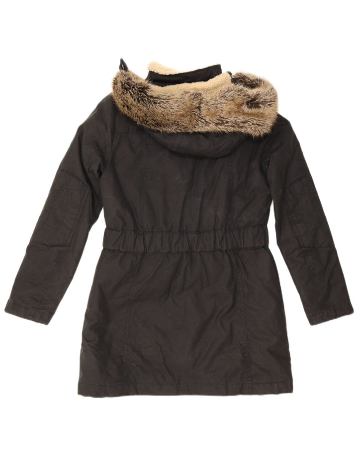 Barbour Abrigo acolchado extragrande con capucha para mujer UK 10 Small Black