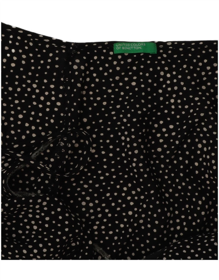 BENETTON Blusa sin mangas para mujer UK 10 Small Black Spotted
