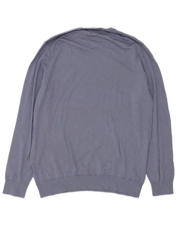 Autograph Jersey con Cuello Redondo para Hombre XL Lana Merino Azul