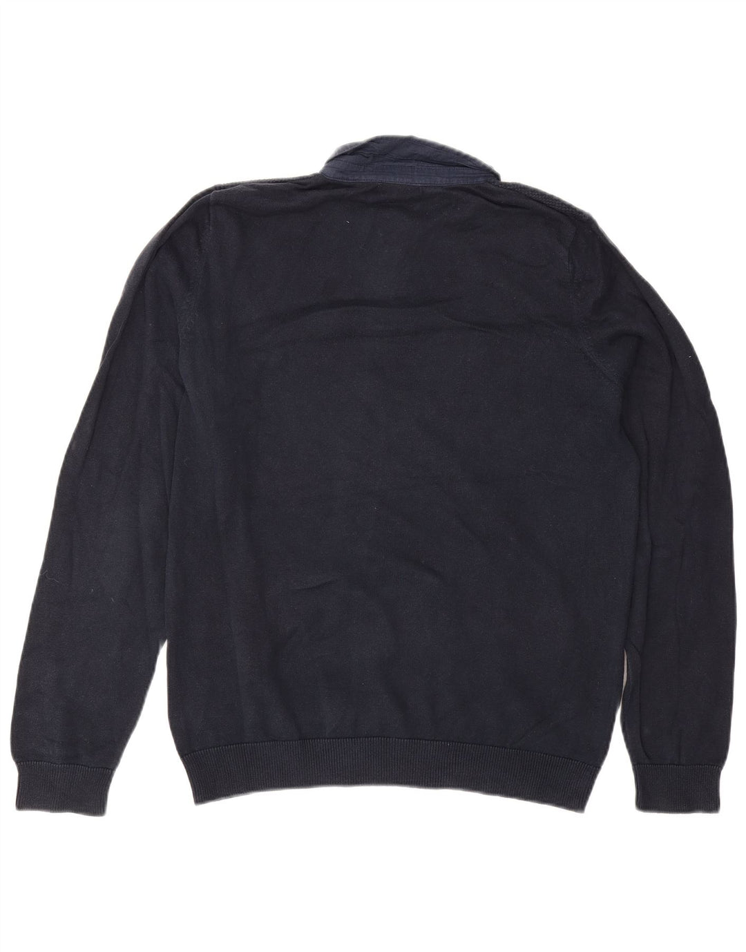 MARKS & SPENCER Suéter tipo jersey con cuello tipo polo para hombre Azul marino mediano