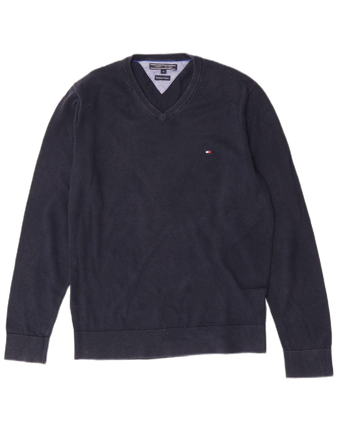 Tommy Hilfiger Jersey con Cuello en V para Hombre de algodón Azul Marino Medio