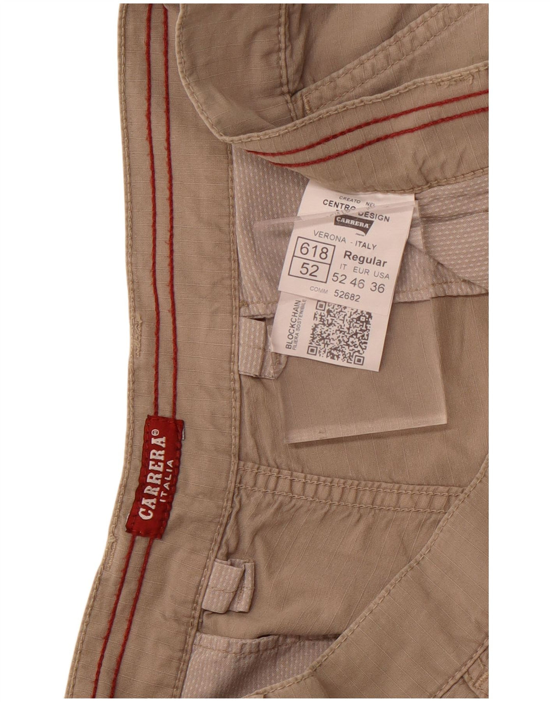 Carrera Mens 618 Cargo Shorts W36 Grande Algodón Beige