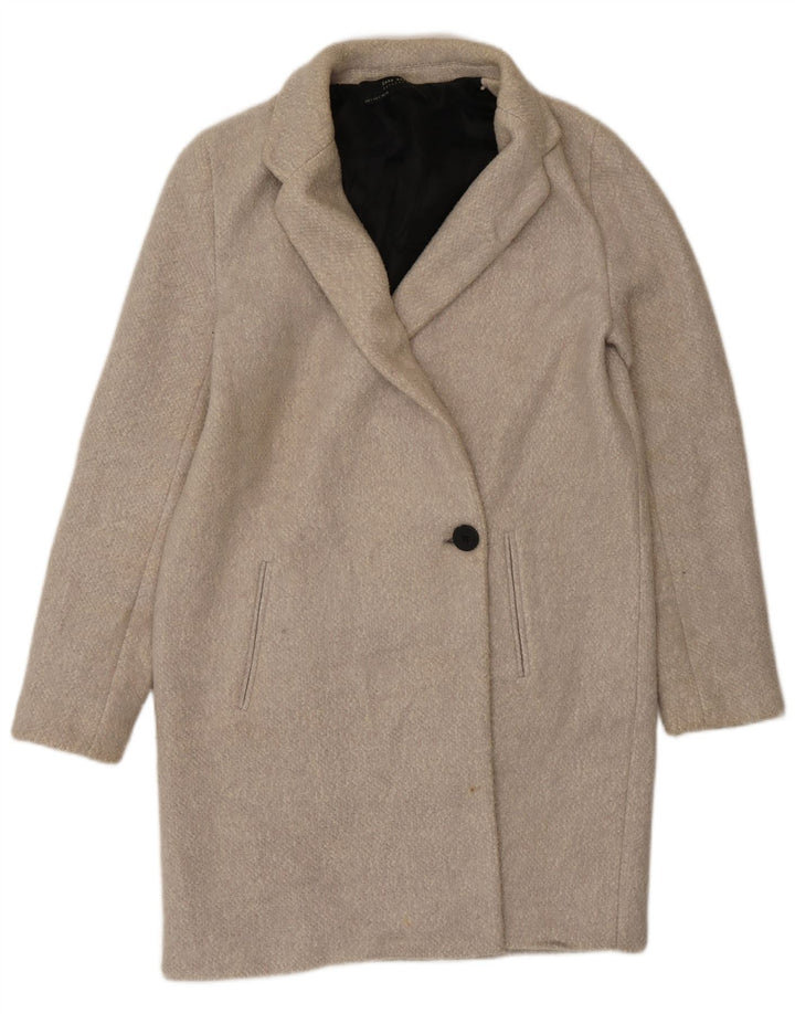 Zara Mujer Jersey Abrigo UK 10 Pequeño Algodón Gris