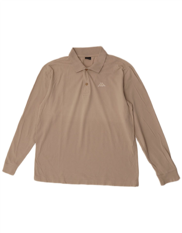 Kappa Polo de manga larga para hombre, talla grande, color beige