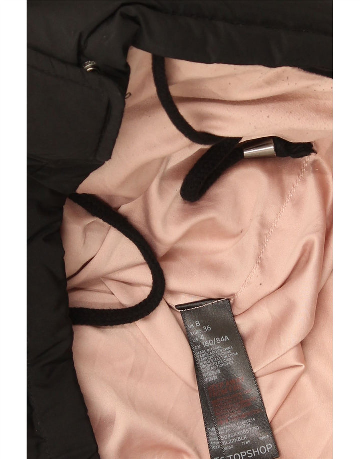 Topshop Chaqueta acolchada extragrande con capucha para mujer UK 8 Small Poliéster negro