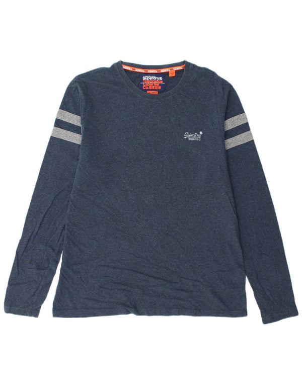 SUPERDRY Hombre Top Manga Larga 2XL Azul Marino Colorblock Algodón