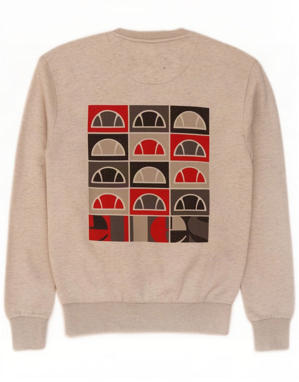 Ellesse Mens Graphic Sudadera Jumper Pequeño Gris Moteado Poliéster