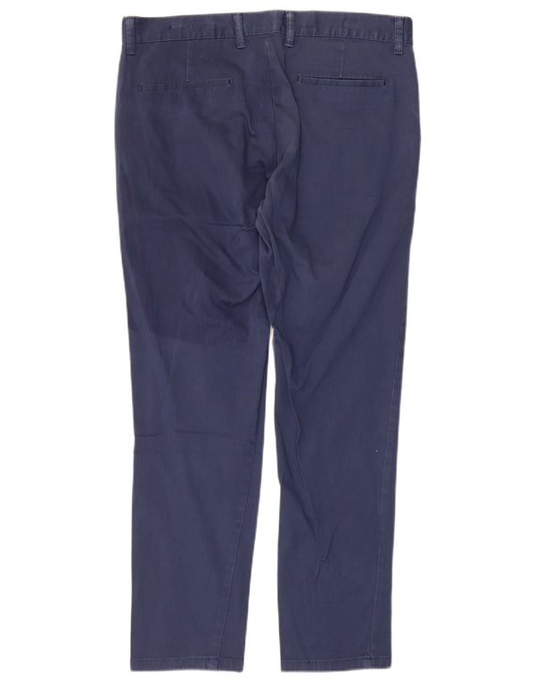 Zara Mens Slim Chino Trousers EU 42 Large W32 L28 Navy Blue Cotton