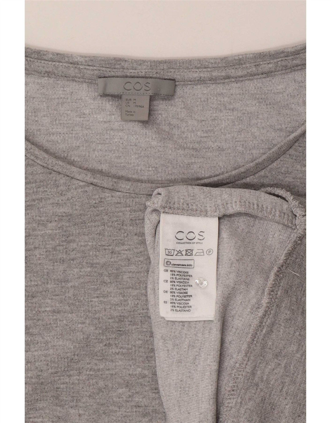 Cos Top extragrande para mujer, manga larga, Reino Unido 44, viscosa moteada gris medio