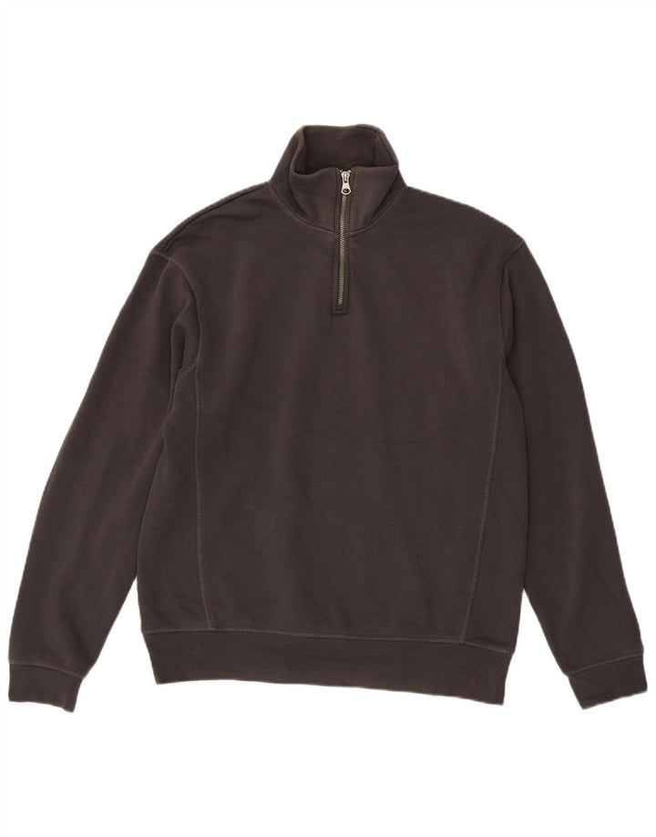 Zara Hombre Zip Neck Sudadera Jumper Small Gris Poliéster