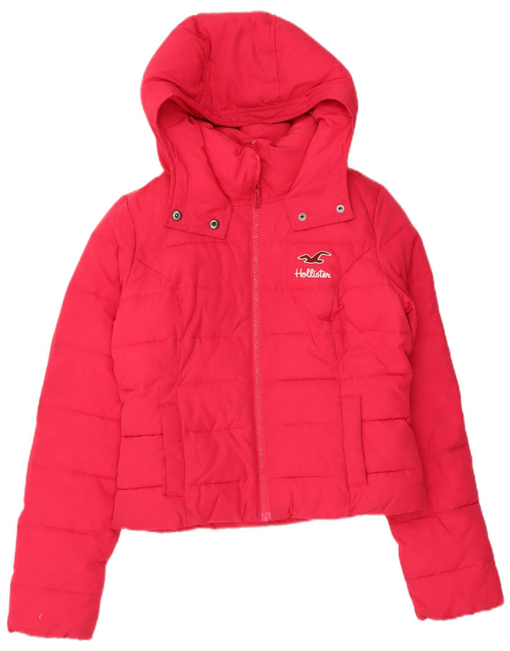 HOLLISTER Chaqueta acolchada con capucha para mujer UK 6 XS Poliéster rosa