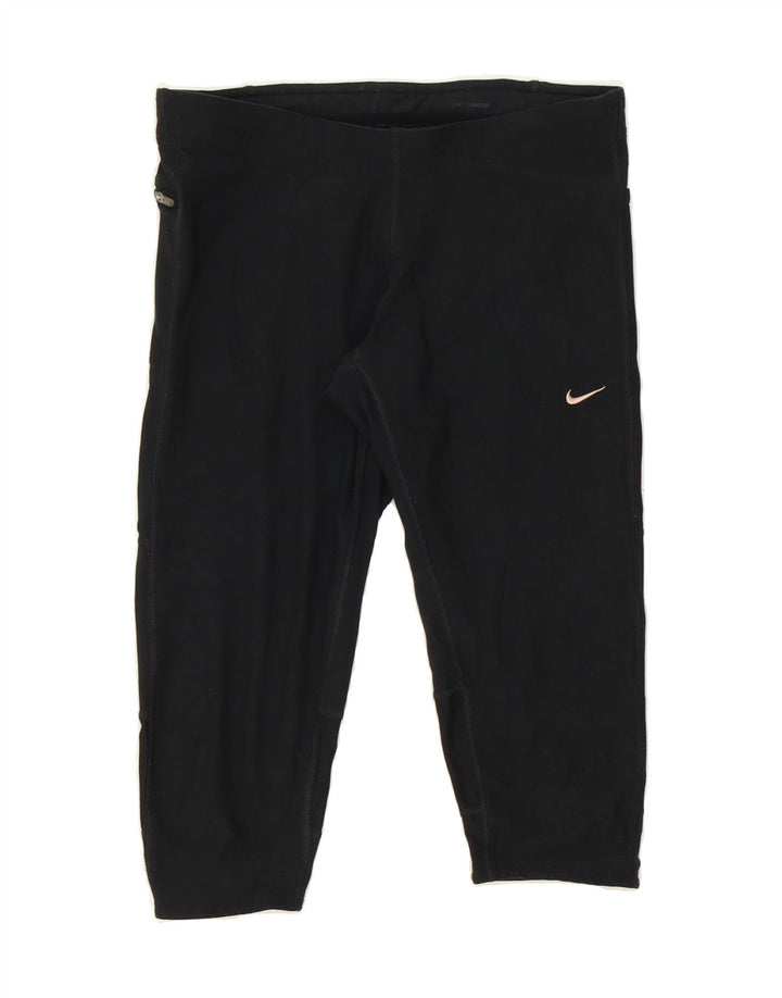 NIKE Womens Dri Fit Capri Leggings UK 14 Medium  Black Polyester Vintage Nike and Second-Hand Nike from Messina Hembry 