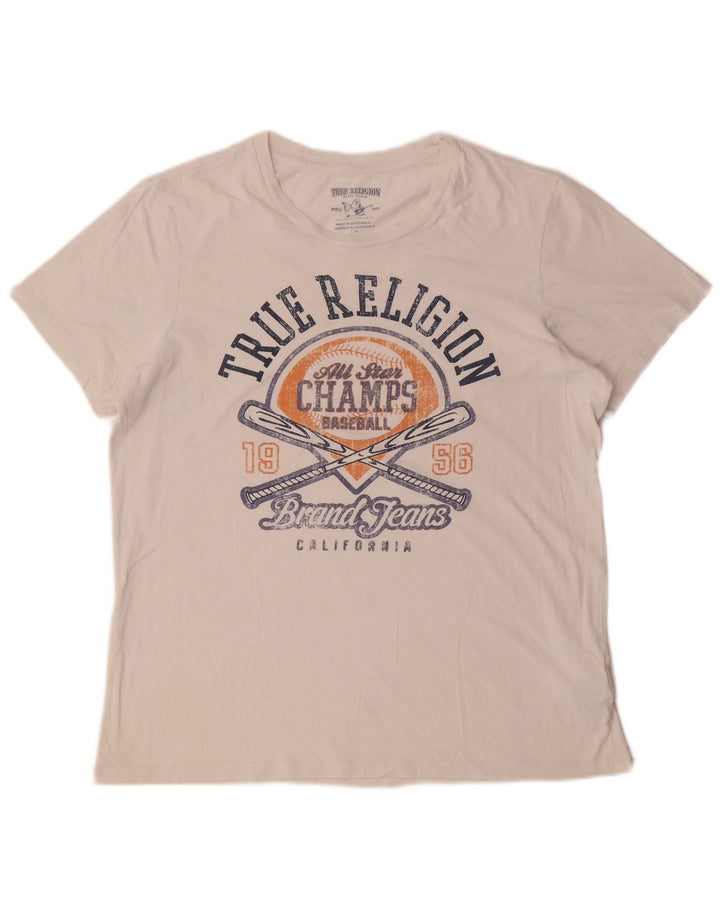 True Religion Camiseta gráfica para hombre Top grande de algodón blanco