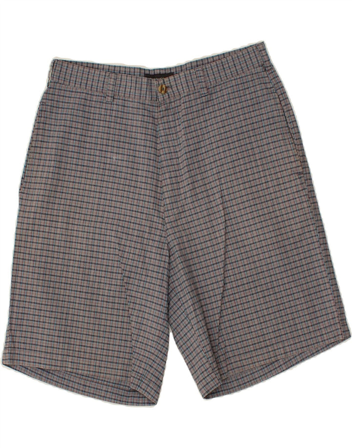 VINTAGE Pantalones cortos chinos para hombre W32 Algodón a cuadros gris medio