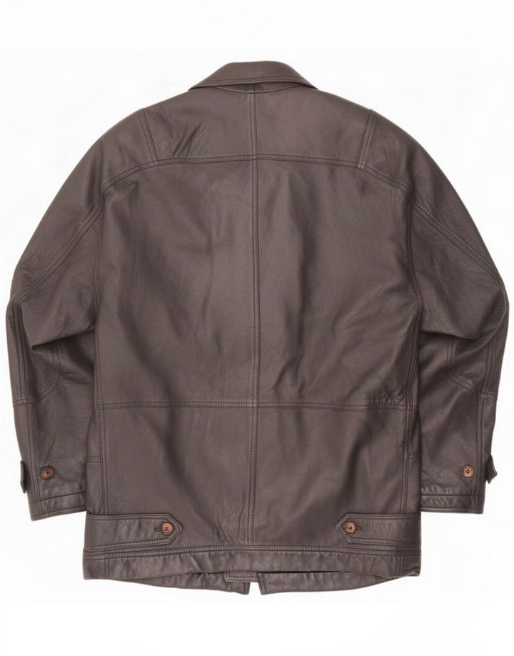 Abrigo de cuero para hombre Jaeger UK 38 Medium Black