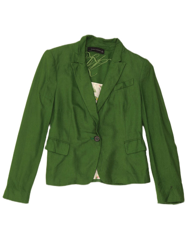 Zara Mujer Chaqueta Blazer De 1 Botón UK 42 Verde Medio