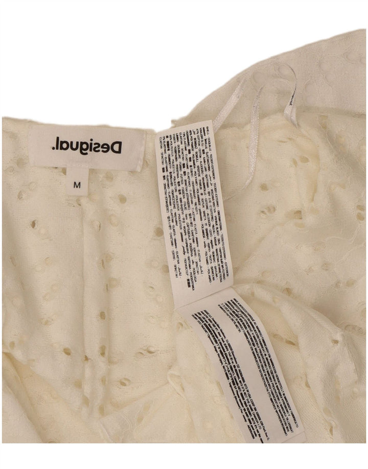 Desigual - Blusa asimétrica para mujer, talla 40, algodón blanco mediano