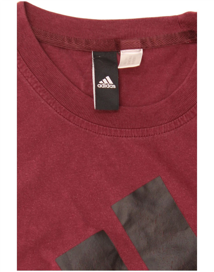 Adidas Hombre Camiseta Gráfica Top Pequeño Granate
