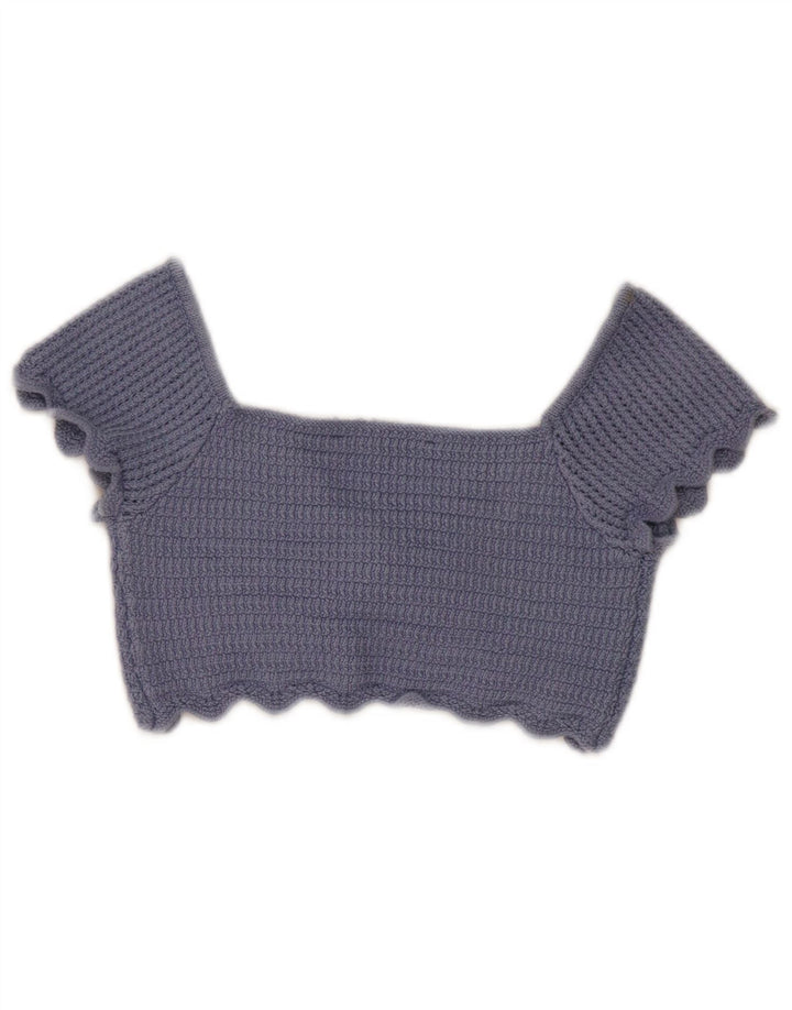 Zara Mujer Crop Top De Punto Reino Unido 8 Pequeño Azul