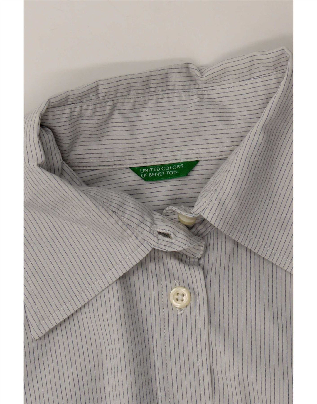 Benetton Camisa Formal Mujer UK 46 Large Azul Rayas